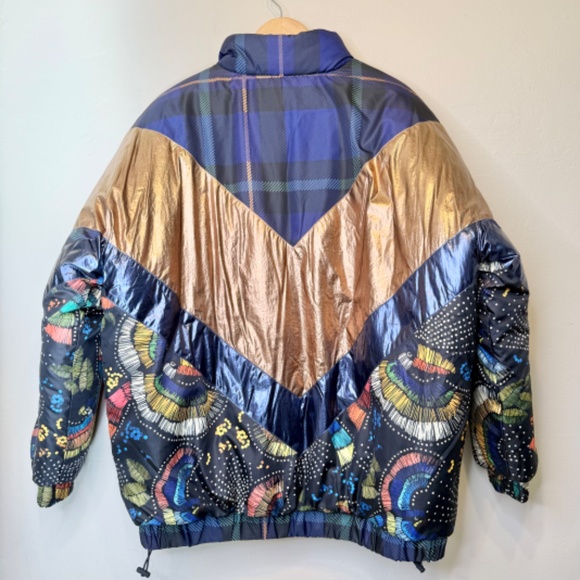Farm Rio NWT Borogodo Reversible Metallic Quilted Patchwork Puffer Coat Jacket - Picture 5 of 17